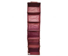Organizador Armario 15 x 30 x 84 cm, con 6 estantes, Ahorra Espacio portatodo para Colgar para magliones, Camisetas, Zapatos, Bolsos - Rojo - House Collection