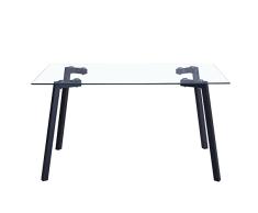 Italian Concept 211 Mesa Sky, Metal Lacado, Cristal Templado, Negro, 140 x 80 x 75 cm