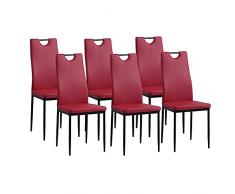 Albatros 2918 Salerno Set de 6 sillas de Comedor, Rojo