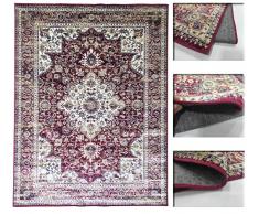 Alfombra clásica Muy Fina para Pasillo, Dormitorio y recibidor de Estilo Tradicional y Elegante Colores Rojo, Taupe, Verde, OROS.