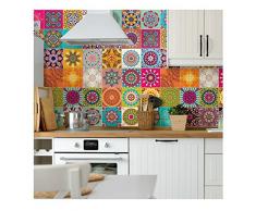 60 pegatinas adhesivas de azulejos | Pegatinas autoadhesivas de azulejos de cemento – Mosaico de azulejos de pared para baño y cocina | azulejos adhesivos de cemento – Azulejos – 10x10cm – 60 unidades