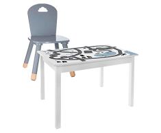 Conjunto de mesa decorada circuito niño + alfombra a juego + silla infantil WellHome.