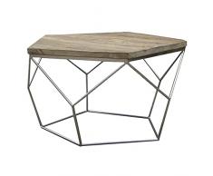 PÄRUMM Mesa de Centro de Madera de Olmo Reciclado y Hierro, Serie Gype, 42 x 80 x 80