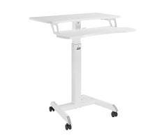 Ergo Office ER-444 W Escritorio de pie Ajustable en Altura y con Ruedas Estación de Trabajo con Doble Plataforma Que Puede Cargar hasta 8kg Blanco