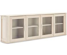 Ibbe Design Armario de Pared Acabado de Aceite Blanco Vitrina con 4 Puertas de Cristal Paris