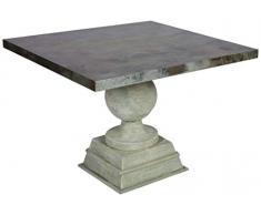 Better & Best 1972093 Mesa de comedor cuadrada tablero metalizado y pata copa de zinc, madera y hierro