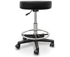 QUIRUMED Taburete tapizado Regulable, con Aro reposapiés, Ajustable y elevación a Gas, Color Negro, Polipiel, Giratorio, hasta 135 kg