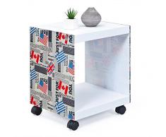 Inter Link FLAGCUBE Mesa Auxiliar, Panel de Nido de Abeja de Cristal MDF, Blanco con Logo Impreso, 38 x 33.5 x 46 cm, Vidrio de Placa, Multicolor, 33,5 x 38 x 46 cm