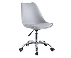 BRIGROS La voglia di fare WeHome - Silla de Oficina Moderna Habitaciones de niños, Salas de Estudio, Salas de Espera, Silla de Oficina con Asiento de Piel sintética (Gris)