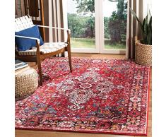 Safavieh Alfombra Rectangular Tejida Vintage Hamadan para Interiores, colección Persa, VTH222, en Rojo/Multicolor, 79 x 152 cm, para Sala de Estar, Dormitorio o Cualquier Espacio Interior