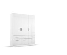 Rauch Möbel Armario giratoria, 2 estantes, 1 Percha, 6 cajones-Celle 3 Puertas, Madera de ingeniería, Blanco Brillante, Breite 136 cm