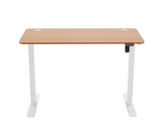 Marca Amazon - Movian - Escritorio eléctrico de altura regulable para trabajar sentado o de pie, 120 x 60 cm, tablero de haya y estructura blanca