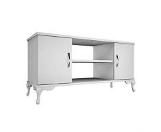 Homemania ARD608 Gabinete de TV Menekse con Puertas y Estantes, Aglomerado de Melamina, Plástico, Blanco, 111 x 40 x 57 cm