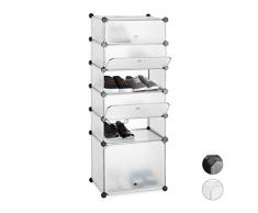 Relaxdays Zapatero Estrecho Modular con 6 Compartimentos, 126 X 49 X 36.5 Cm