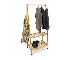 Relaxdays 10018982 - Zapatero de 2 niveles, con ruedas, bambú, 154 x 63 x 45 cm