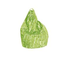 Puf con Estampado de Letras, Verde y Blanco, Medidas 80 x 120 x 80 cm