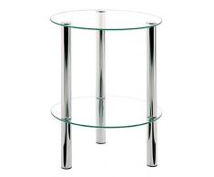 Haku Möbel Mesa de centro - Mesa redonda de vidrio con aspecto cromado Altura 47 cm
