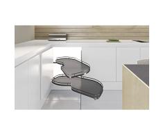 Kesseböhmer Lemans II-Extractor Giratorio para Armario esquinero (Incluye 2 Tablas, orientable a la Derecha, 600 mm, Acero/MDF Antracita, Silber