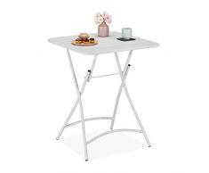 Relaxdays balcón, 74 x 59 x 59 cm, Resistente a la Intemperie, Mesa Plegable, Color Blanco, Acero aleado