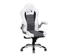 Amstyle Design Silla de Escritorio, Piel, Blanco
