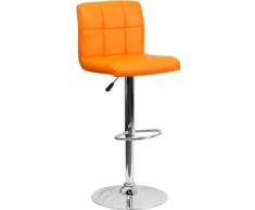 Flash Furniture - Taburete de Vinilo con Base de Cromo, Color Negro, Naranja, 2 Unidades