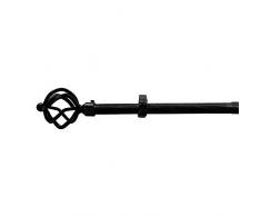 Barra Cortina Extensible Metal Ø 19 mm. Extensible 1,1/2,0 Metros Negro Piña Sin Anillas
