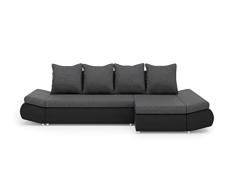 BAÏTA Oliver Sofá esquinero Convertible y Reversible de 5 plazas, Tejido, Gris y Negro, 273 x 148 x 90 cm