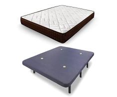 HOGAR24 ES | Cama Completa | Dream Flex 15 + Base Tapizada Gris con Juego de Patas de 32 cm. Medida: 135x190 cm
