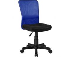 BAKAJI Silla Escritorio Oficina Giratoria Transpirable de Tela Red Altura Ajustable con Ruedas Color Azul y Negro