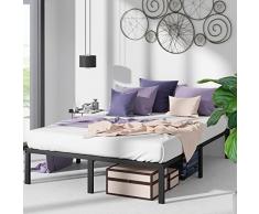 ZINUS Yelena 36 cm Estructura de cama de metal, Somier de listones de acero, Fácil montaje, Espacio de almacenamiento bajo la cama, 150 x 200 cm, Negro