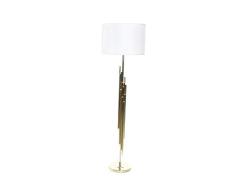 Lámpara de Pie con Pantalla de Metal y Poliéster en Dorado 45x45x157cm