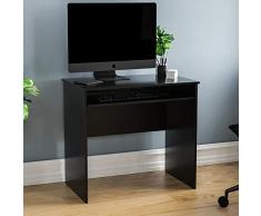 Vida Designs Huby - Escritorio pequeño para computadora, Mesa compacta para PC o Laptop, estación de Trabajo con Bandeja para Teclado, Muebles, Color Negro