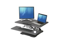 Seville Classics Inc. Airlift 30 Gas-Spring Standing Desk Converter Workstation with Pullout Keyboard Tray Mesa Regulable en Altura, Aluminio, Gris, 78 cm x 52 cm x 17.5 bis 45.5 cm