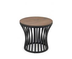 Julian Bowen Mesa de lámpara Washington, Parte Superior de Madera de Olmo y Marco de Metal, Negro/ELM, Height: 51, Width: 56, Depth: 56cm
