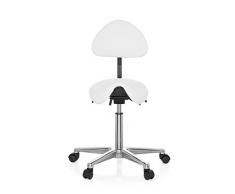 hjh OFFICE 608900 Taburete de Trabajo Top Work 20 Blanco, Taburete de Silla de Montar, Respaldo con Ajuste de Altura