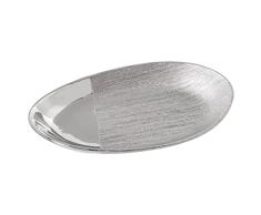 DRW Centro de Mesa Ovalado de Ceramica en Plateado 36x20x6cm