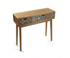 Versa 21081049 Mesa Consola de Recibidor Alfama con 2 cajones, Madera, Gris y Marrón, 81,5 x 30 x 90 cm
