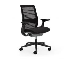 Steelcase Think Silla de Oficina Ergonómica con Altura, Soporte Lumbar y Brazos Ajustables, Mecanismo reclinable, Respaldo 3D Knit Negro Transpirable y Cómodo asiento en tejido Onyx