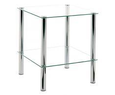 Haku Möbel Mesa de Vidrio Cuadrada en Aspecto Cromado, Altura 47 cm