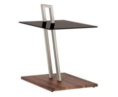 Haku Möbel 89850 mesa auxiliar 35 x 45 x 67 cm, aspecto acero inoxidable / nogal