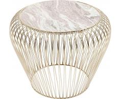 Kare Design Mesa auxiliar Beam gris mármol, latón, Ø43cm, gris, sala de estar, recubierto de latón, tablero marmón