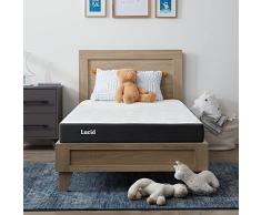LUCID Colchón de espuma viscoelástica de 13 centímetros de grosor con partículas de gel -Base de carbón de bambú sostible - Funda transpirable