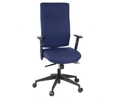hjh OFFICE 608510 Silla de Oficina Pro-Tec 300 Tela Azul Oscuro, Silla giratoria ergonómica, Espalda Alta