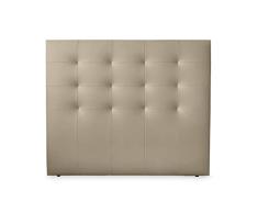 DUÉRMETE ONLINE 190 x 120 cm (Cama de 180) Cabecero París Acolchado, Tapizado en Polipiel de Alta Gama, Madera, Beige