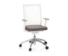 hjh OFFICE 657630 Silla de Oficina Aspen White Tela, Respaldo de Red autoregenerativo, Blanco/Gris, Silla giratoria ergonomica, Altura Ajustable