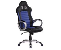 Amstyle SPM1, 214 con diseño de Carreras con diseño de Deportes de la Silla, de Piel sintética de Silla de Oficina, Colour Azul/Negro