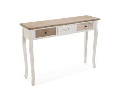 Versa Boedo Mueble Recibidor Estrecho para la Entrada o el Pasillo, Mesa Consola, con 3 cajones, Medidas (Al x L x An) 78,5 x 30 x 109 cm, Madera, Color Marrón y Blanco