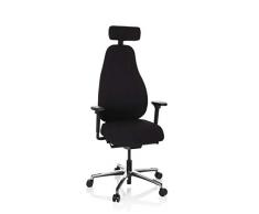 hjh OFFICE 608912 Silla de Oficina RESISTIO Tela Negro, Silla giratoria ergonómica, Respaldo y reposacabezas Ajustables
