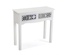 Versa Pireo Mueble Recibidor Estrecho para la Entrada o el Pasillo, Mesa Consola, con 2 cajones, Medidas (Al x L x An) 78 x 30 x 81 cm, Madera MDF, Color Blanco
