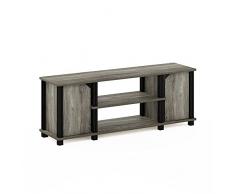 Furinno Brahms - Mueble de televisor con estantes y almacenamiento, color roble francés y negro